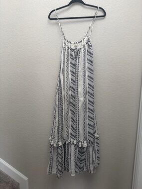 Marine Layer Noah Jacquard Ruffle Maxi Dress Small Boho Lagenlook